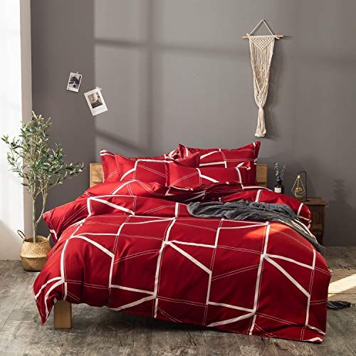 Erosebridal Full Size Geometric Comforter Cover For Girls Woman Grid Bedding Square Grid Duvet Cover Dec Simple Bedding Sets Geometric Bedding Duvet Cover Sets