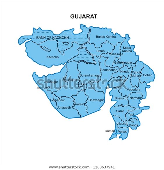Gujarat Map Graphic Vector Stock Vector (Royalty Free) 1288637941 | Shutterstock