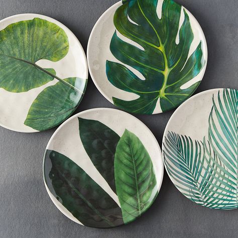 Tropical Foliage Melamine Plate Ceramic Painting Pottery Ceramics Tropical Foliage Melamine Plate