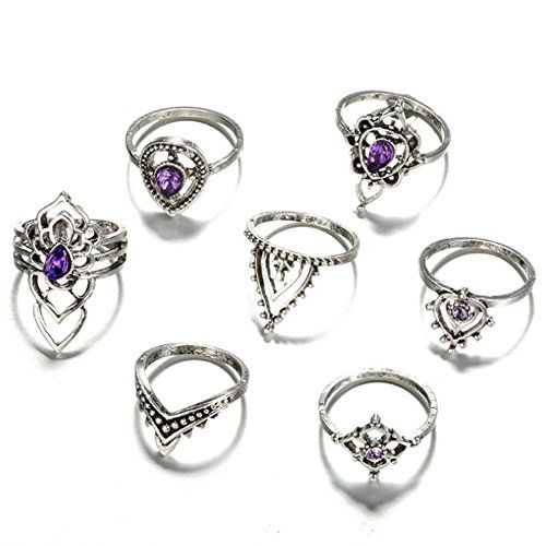 Qinlee Ensemble 13Pcs Lot de Bagues de palais Fantaisie Bijoux Boh/ème pour Femme et Fille