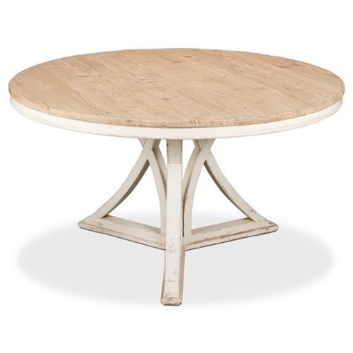Jasmine Modern Classic White Wash Pine Round Dining Table 54 W Rustic Rustic Round Dining Table, Whitewashed Round Dining Table