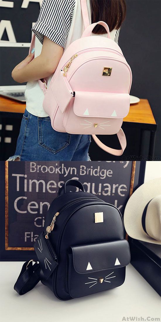 Cartoon Cat Rucksack Cute Kitten Solid Schoolbag Student Backpack for big sale! #cute #Kitten #backpack #cat #cartoon #backpack #bag #school #college #student #fashion #travel