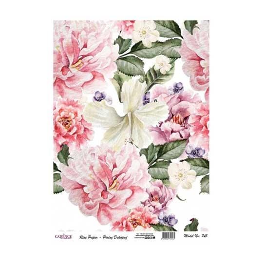 Papel De Arroz Para Decoupage Scrapbook Craft Hoja Rosas Rojas En Marco