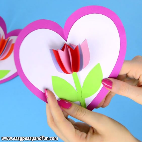 Tulip in a Heart Card Mothers Day Craft