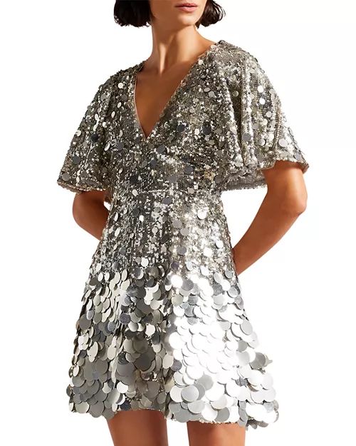 Ted Baker Estelli Sequin Embellished Cape Mini Dress Women