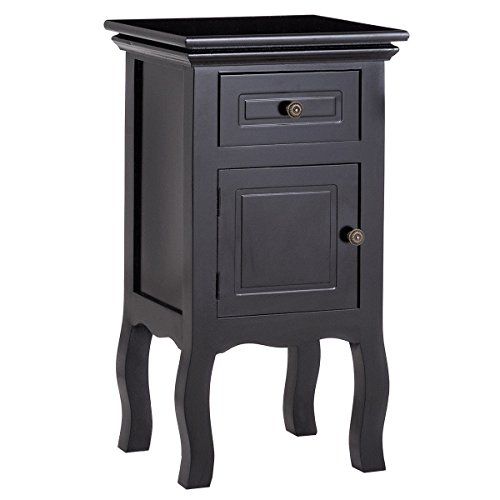 1, Black Giantex Nightstand Wooden Sofa Beside Table W// 2 Drawers for Bedroom Side Storage Cabinet End Table