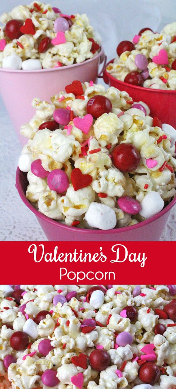 Valentines Day Popcorn - a fun Valentines Day treat. Sweet, salty, crunchy and delicious and it is so easy to make. It would be a great Valentines Day Party Food or a February family night dessert! Follow us for more fun Valentines Day Food ideas.