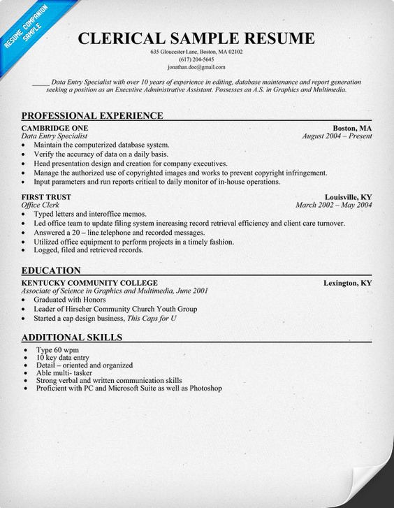 Clerical Resume Sample (resumecompanion) resume Pinterest - youth care specialist sample resume Clerical Resume Sample (resumecompanion) resume Pinterest - youth care specialist sample resume