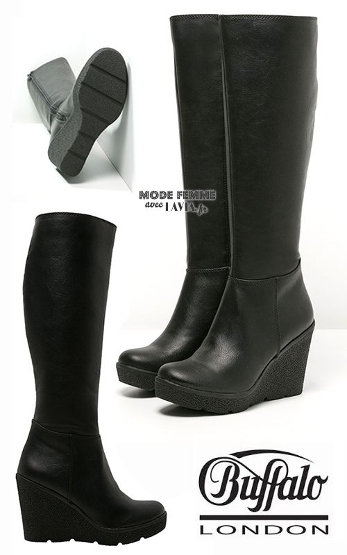 bottes compensées marque buffalo en cuir bottes compensées marque buffalo en cuir
