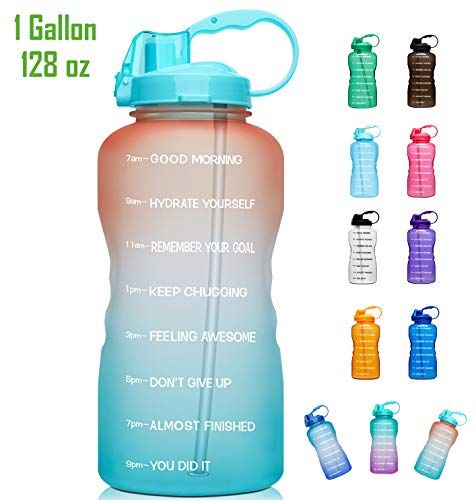 Venture Pal Large 1 Gallon//128oz Motivational Water Bottle with Time Marker /& Straw,Leakproof Tritan BPA Free Water Jug,Ensure You Drink Enough Water Daily for Fitness,Gym and Outdoor Sports