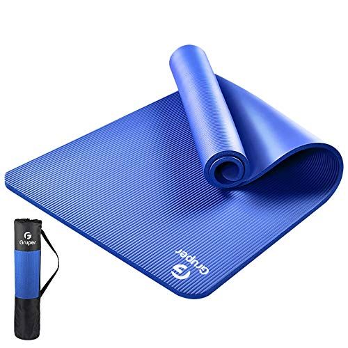 Gruper Thick Yoga Mat Non Slip Large Size 72 L X 32 W Premium Exercise Fitness Mat With Carrying Strap And B Thick Yoga Mats Mat Exercises Yoga Mats Best