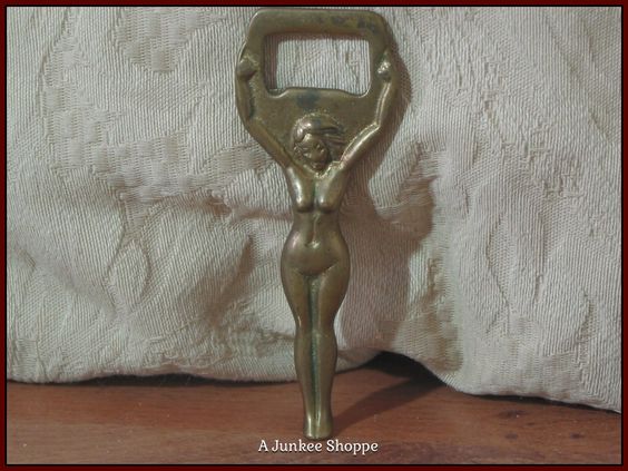 NUDE WOMAN Brass 4" Coke, Beer Or Soda Bottle Opener Unbranded Junk 663 http://ajunkeeshoppe.blogspot.com/