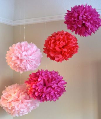 Cómo Hacer Pompones Utilizando Papel Crepé Como Hacer Pompones Decoracion Con Papel Crepe Decorar Con Papel Crepe