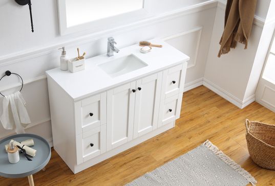 Hampton Country Style Bathroom Vanity Cabinet Unit 1200 Mm With White Stone Top 4 Vintage Decor Bathrooms Hampton Country Style Bathroom Vanity, Hamptons Style Bathroom Vanity Units