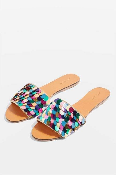 GIRLS KIDS FLAT STUDS DIAMANTE FASHION SLIDERS SANDALS HOILDAY SLIP ON MULES SZ