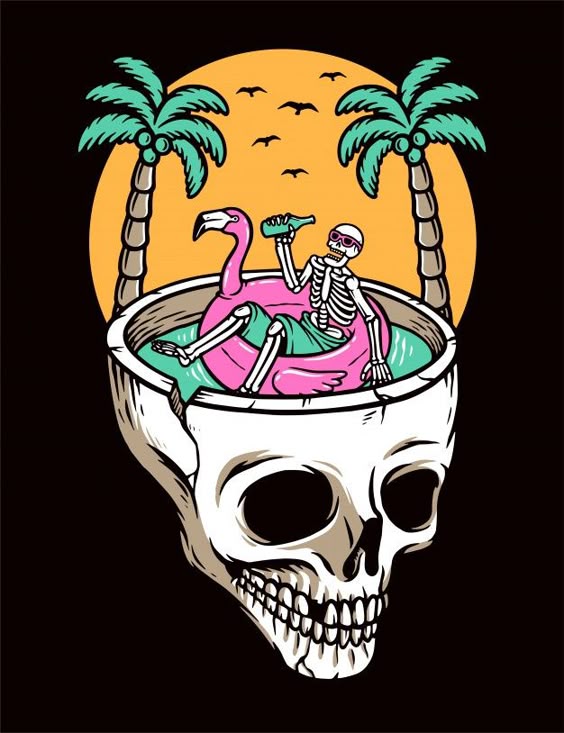 Premium Vector | Chill out on the skull beach