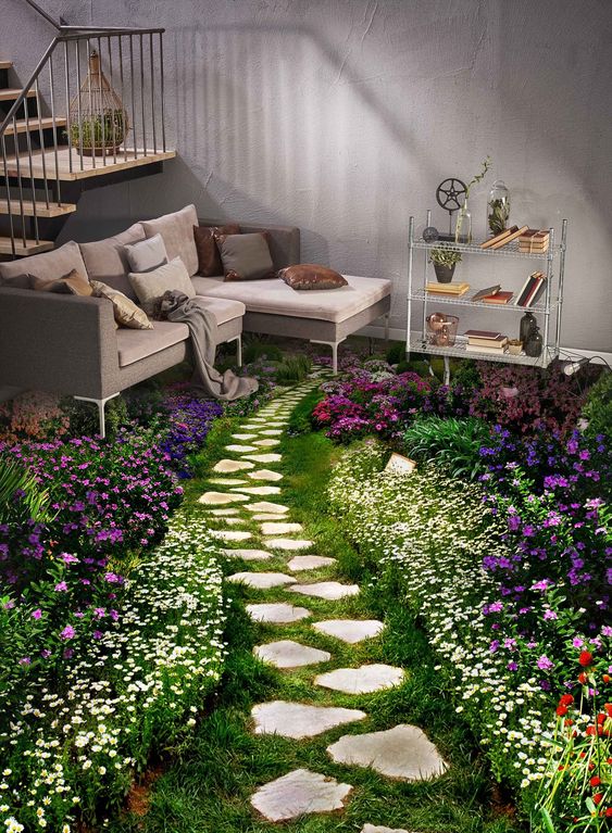 3D Garden Stone Path Floor Mural | AJ Wallpaper