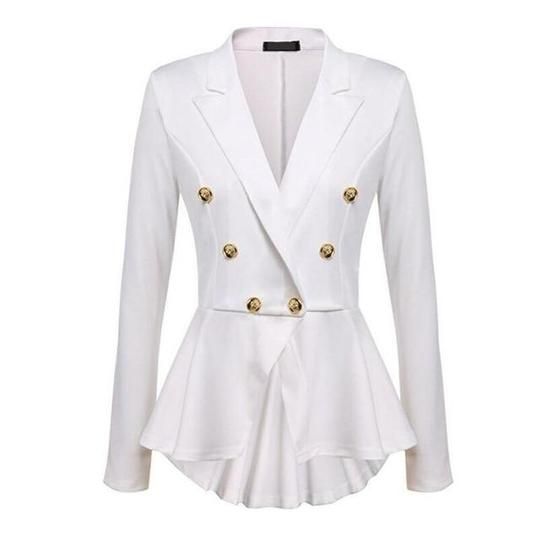 Gothic Casual Office Lady White Women Overcoats Blazer White blazer jacket for women
