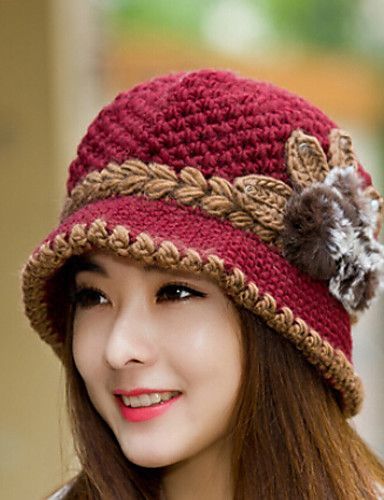 Womens Wool Flowers Knitting Crochet Casual Cap Beanies Cap Bere Modelleri Kolay Tig Isi Fotr Sapka