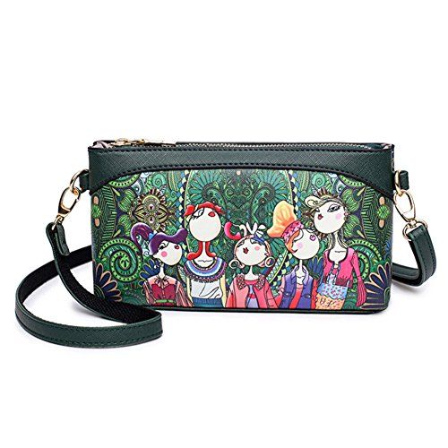 Women handbag Soft PU Leather Fashion Rivet bag Handbag with Shoulder Strap Crossbody Bag Forest