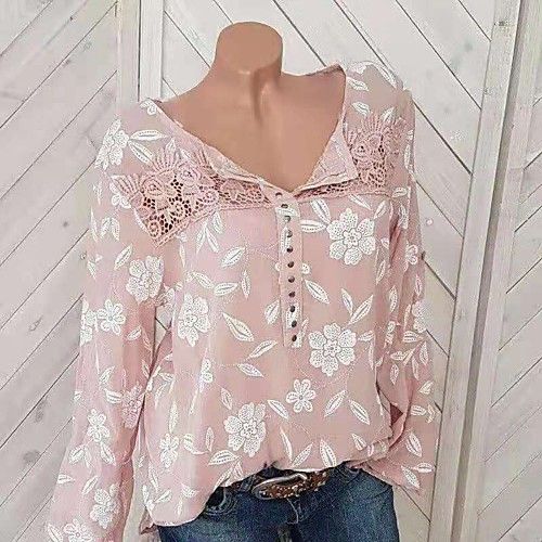 Blusas Mujer Tops Fashion Flower Print Manga Larga Blusas Mujer Tops Fashion Flower Print Manga Larga