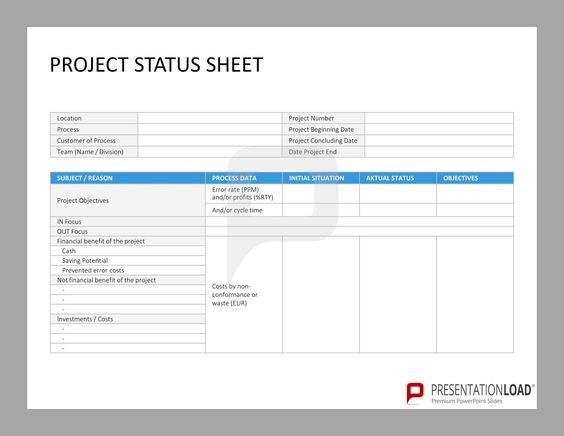 Project Status Sheet - Six Sigma u2013 PowerPoint-templates @ - project status sheet Project Status Sheet - Six Sigma u2013 PowerPoint-templates @ - project status sheet