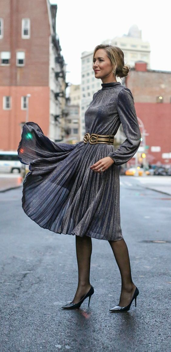 navy blue sparkle metallic mock neck midi dress perfect for hanukkah, new years and other holiday parties