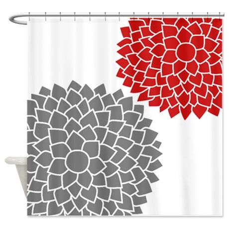 Zen Flowers Gray Red Shower Curtain By Marshenterprises Cafepress In 2021 Curtains Yellow Pink Zen Flowers Gray Red Shower Curtain By, Grey And Red Shower Curtain