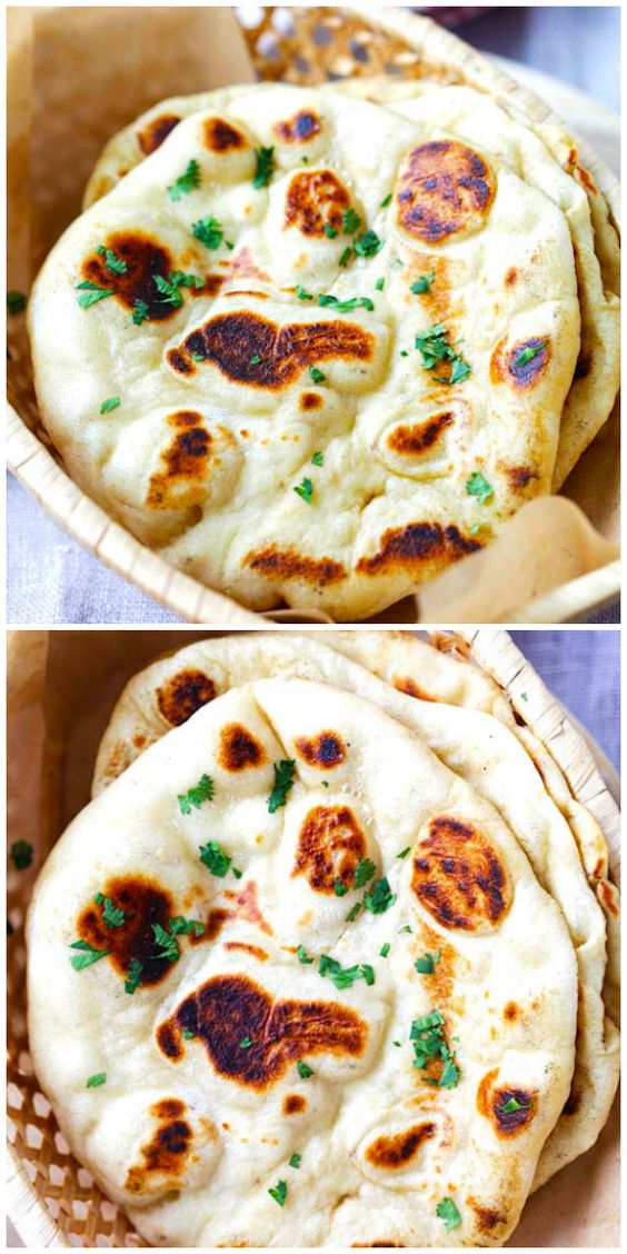 Naan - easy homemade naan recipe using a cast-iron skillet. Soft, puffy, with beautiful brown blisters just like Indian restaurants. Making naan is easy with this step-by-step recipe and video | rasamalaysia.com