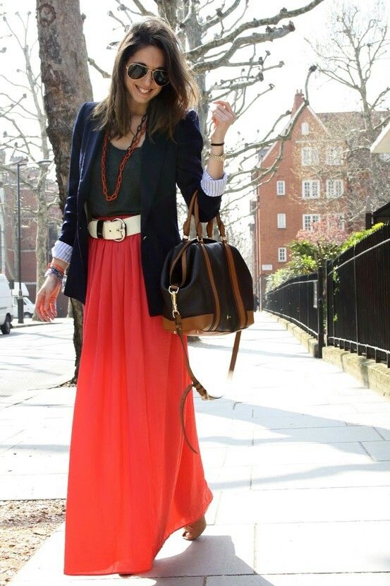 Bright red top maxi skirt