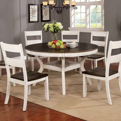 Burton Round Wood Dining Table Antique White Homes Inside Out Solid Chairs Sets Burton Round Wood Dining Table Antique, Round White Solid Wood Dining Table