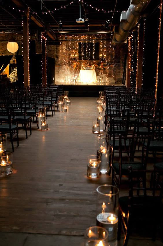 Romantic Wedding Lighting Ideas #weddinginspiration. Impossibly romantic wedding ceremony set-up with twinkle lights and floating candles | J. Messer Photography