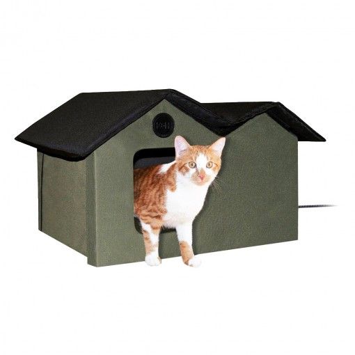 Heated Outdoor Cat House Made Of Polyester In 2020 Outdoor Cat House Heated Outdoor Cat House Outdoor Cat Shelter