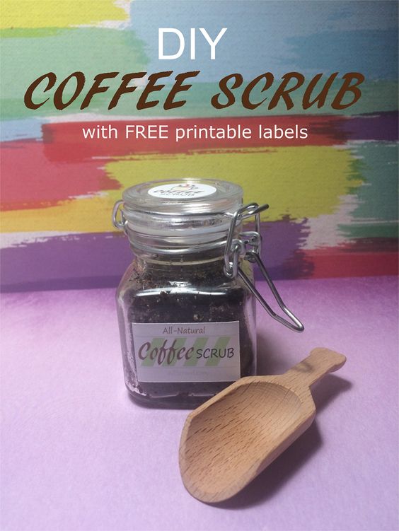 Image of DIY Coffee Scrub in Small Glass Bottle with Coffee printable label freebie