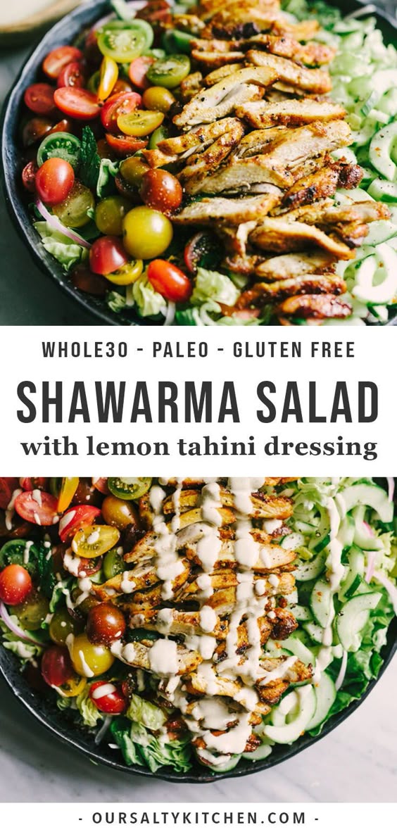 Chicken Shawarma Salad With Tahini Dressing