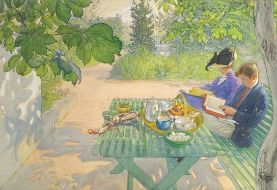 Holiday Reading by Carl Larsson 1916 (Private Collection). Lilla Hyttnäs, Sundborn.