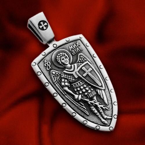 Angel Holding Sword Shield With Holy Cross Protective Charm Be Our Defense Against The Wicke Sterling Silver Pendant St Michael Russian - St Michael Archangel Cross Shield Charm Silver Pendant Necklace Angel Holding Sword Shield With Holy Cross Protective Charm Be Our Defense Against The Wicke Sterling Silver Pendant St Michael Russian - St Michael Archangel Cross Shield Charm Silver Pendant Necklace