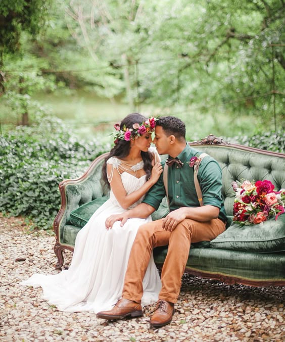 Vintage boho jewel tone wedding