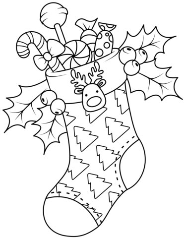 Christmas Stocking coloring page from Christmas Stockings category. Select from 27968 printable crafts of cartoons, nature, animals, Bible and many more.