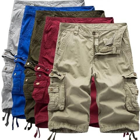 2017men S Army Cargo Work Casual Bermuda Shorts Men Joggers Overall Homme Cotton Multi Pocket High Quality Loose Cargo Shor Celana Kargo Celana Gaya Berpakaian