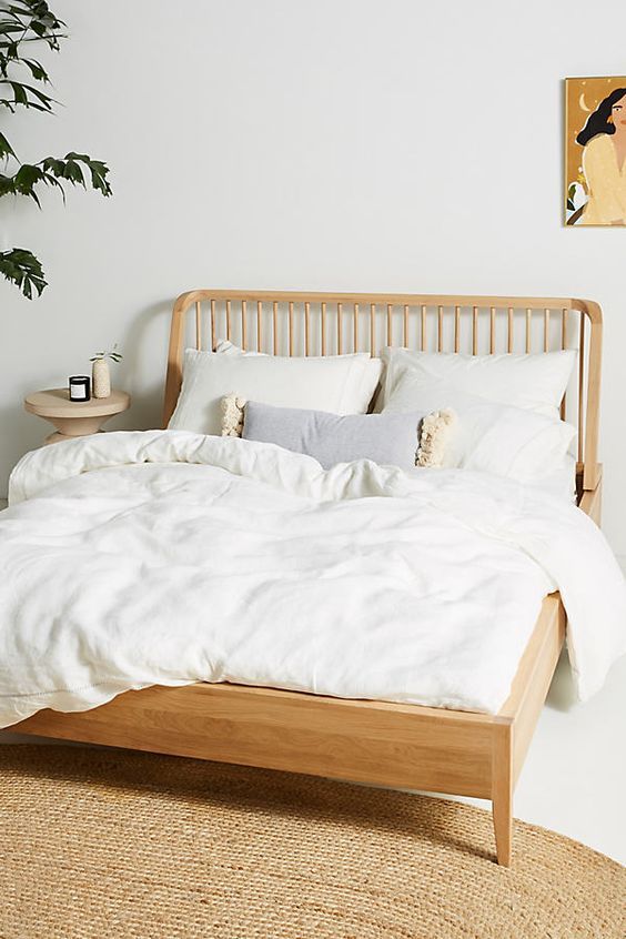 Ethnicraft Oak Madra Queen Size Bed Bedroom Bed Design Minimalist Bed Contemporary Bed Frame