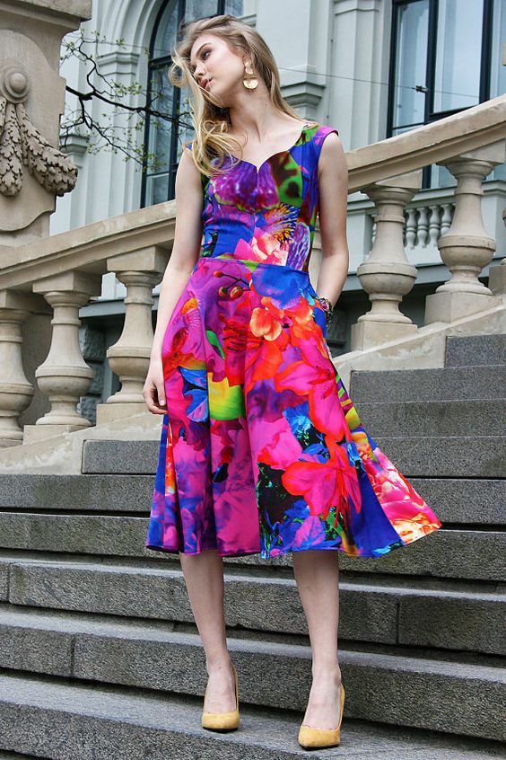 Flowers Dress, Formal Dress, Women Dress, Colorful Dress, Floral ...