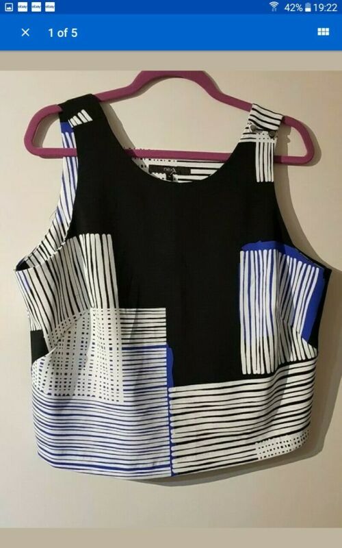 BNWT NEXT Ladies White Sleeveless Bow Front Top Blouse Shirt