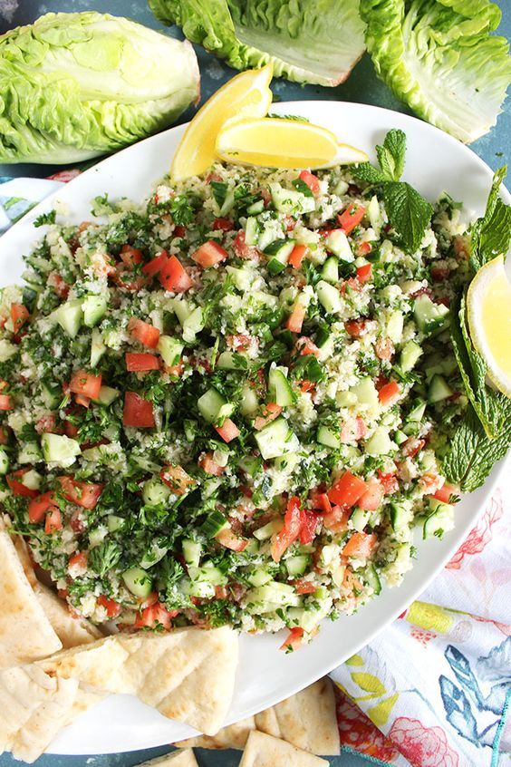 Cauliflower Rice Tabbouleh Salad Recipe Chickpea Salad Recipes