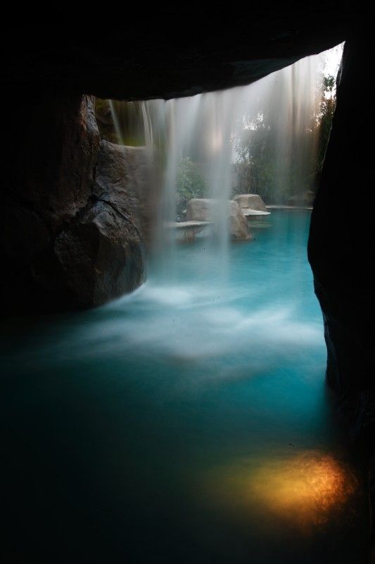 Inside Pool Cave view from inside the artificial/ simulated rock cave and grotto Inside Pool Cave view from inside the artificial/ simulated rock cave and grotto