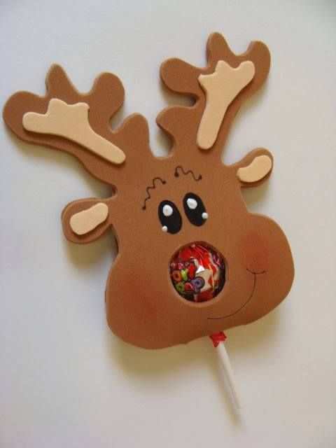 Lembrancinha de Natal - Rena de EVA com pirulito