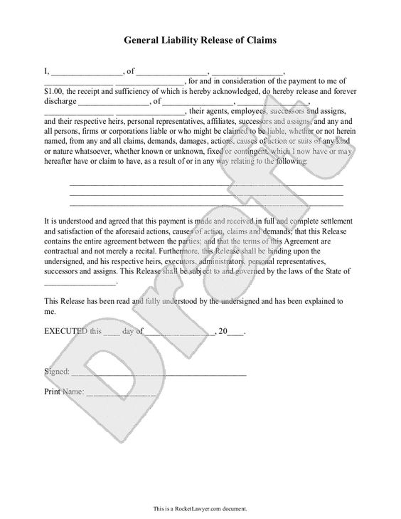 General Liability Release of Claims Form village items - general liability release General Liability Release of Claims Form village items - general liability release