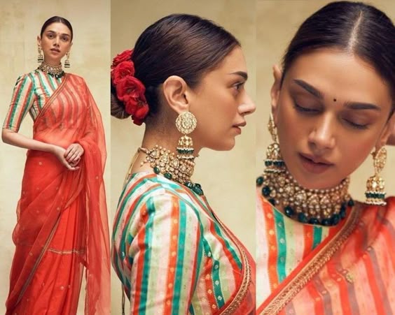 Aditi Rao Hydari in a red saree from the label Raw Mango! | Fashionworldhub