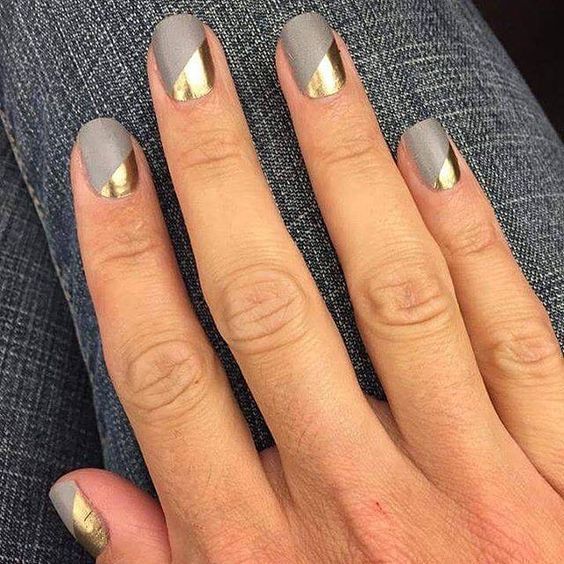 Grey and Gold Nail Designs