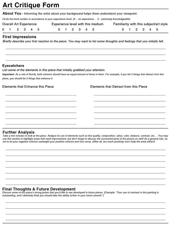 GREAT CRITIQUE TEMPLATE Art Class Academics Pinterest - background check form GREAT CRITIQUE TEMPLATE Art Class Academics Pinterest - background check form